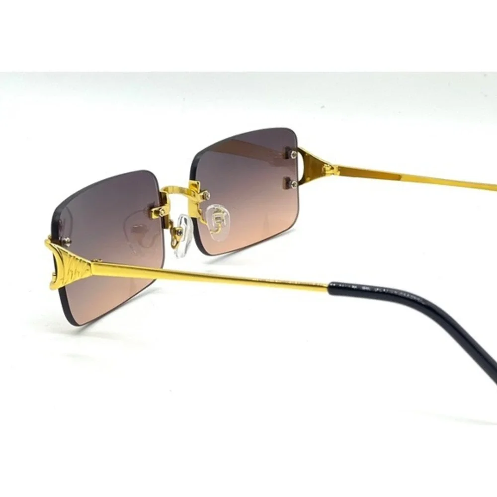 Women Sunglasses Gold Accents Brown Gradient Lens‎ Fashion Eyewear Street Wear